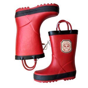 Carter's Toddler Boy Rain Boot Kids FIRE FIGHTER Rainboot Pull-On Handle Red 5,6